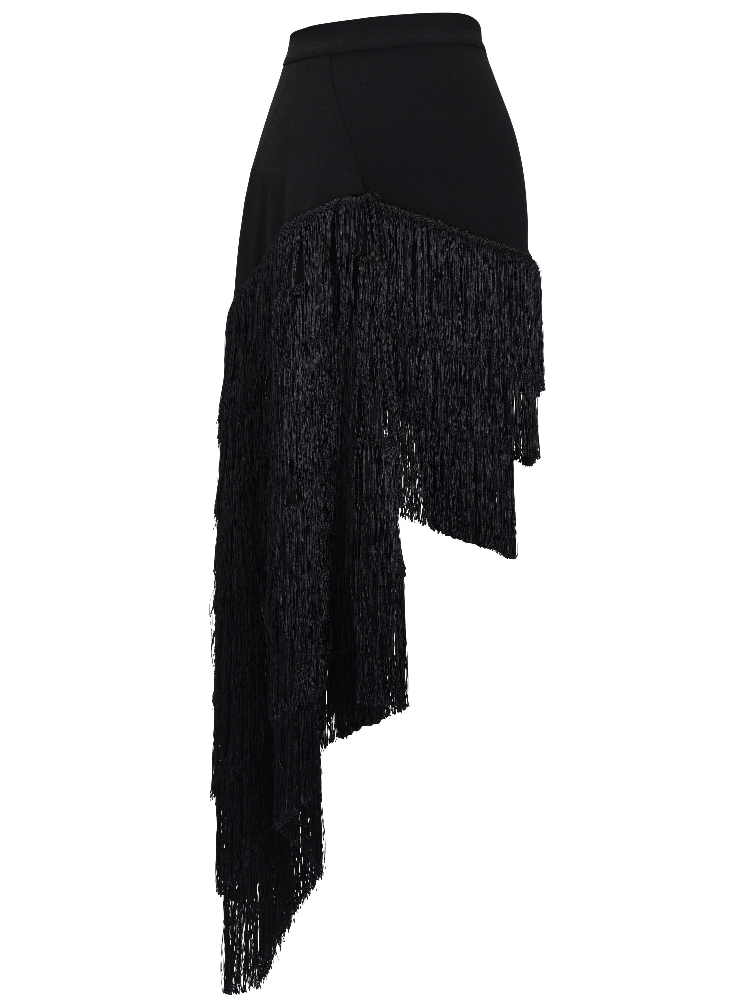 BLACK FRINGE SKIRT