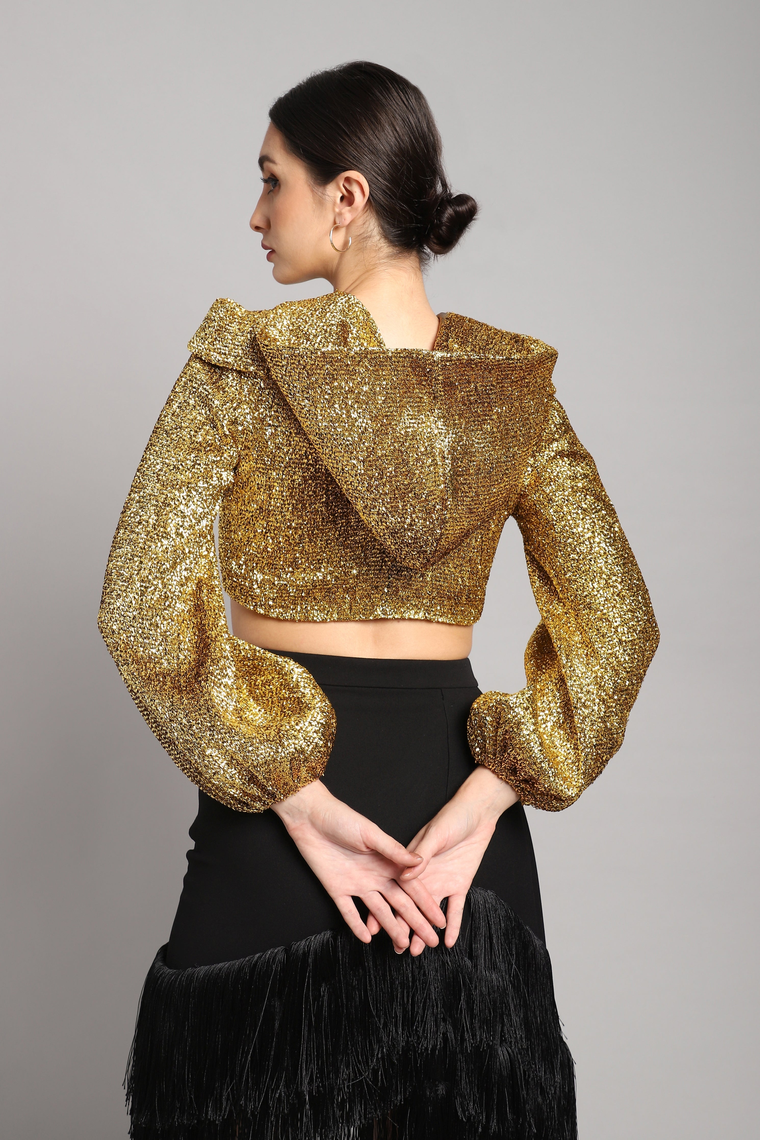 GOLD CROPPED HOODIE