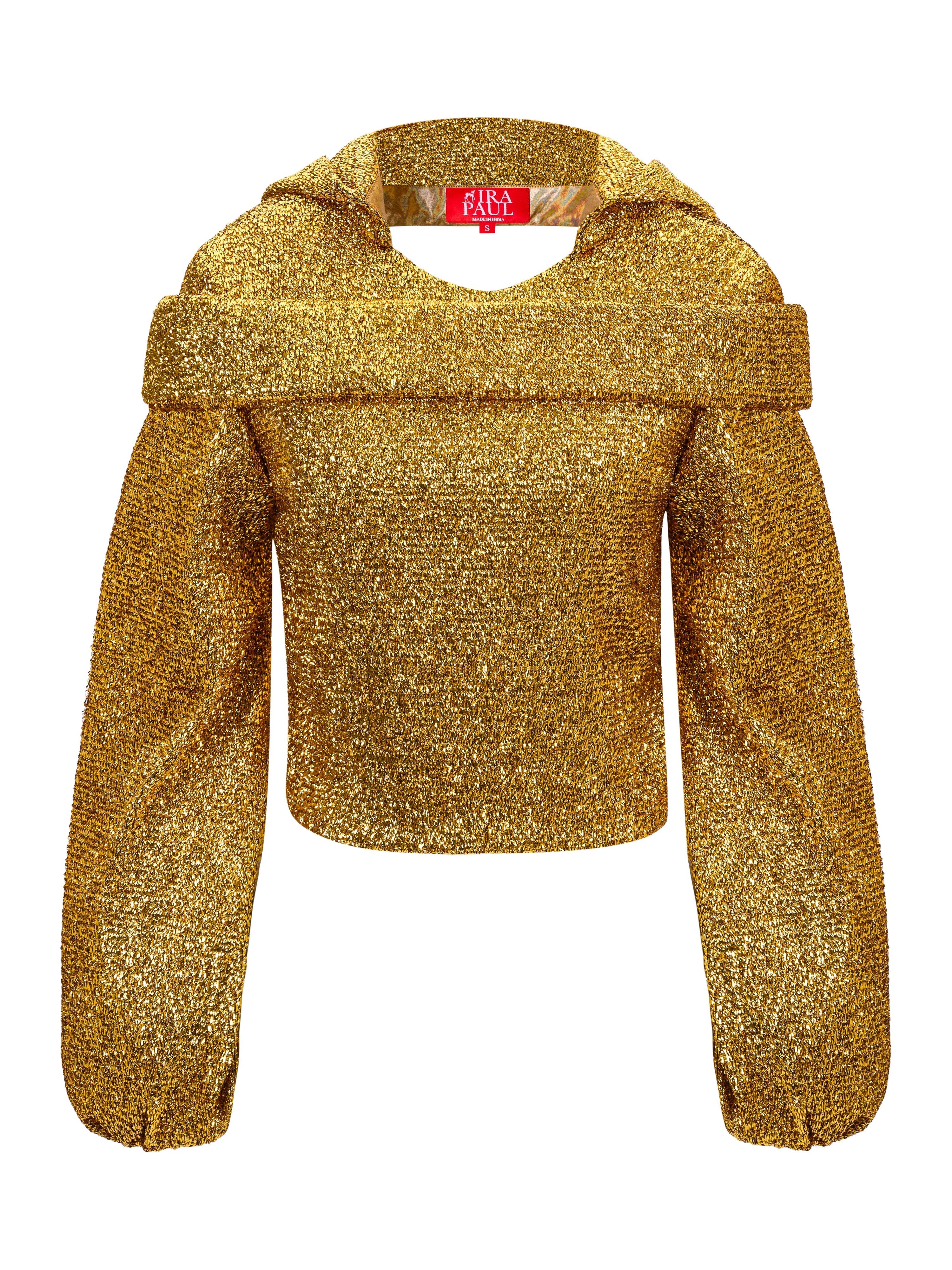 GOLD CROPPED HOODIE