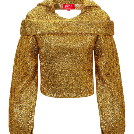 GOLD CROPPED HOODIE