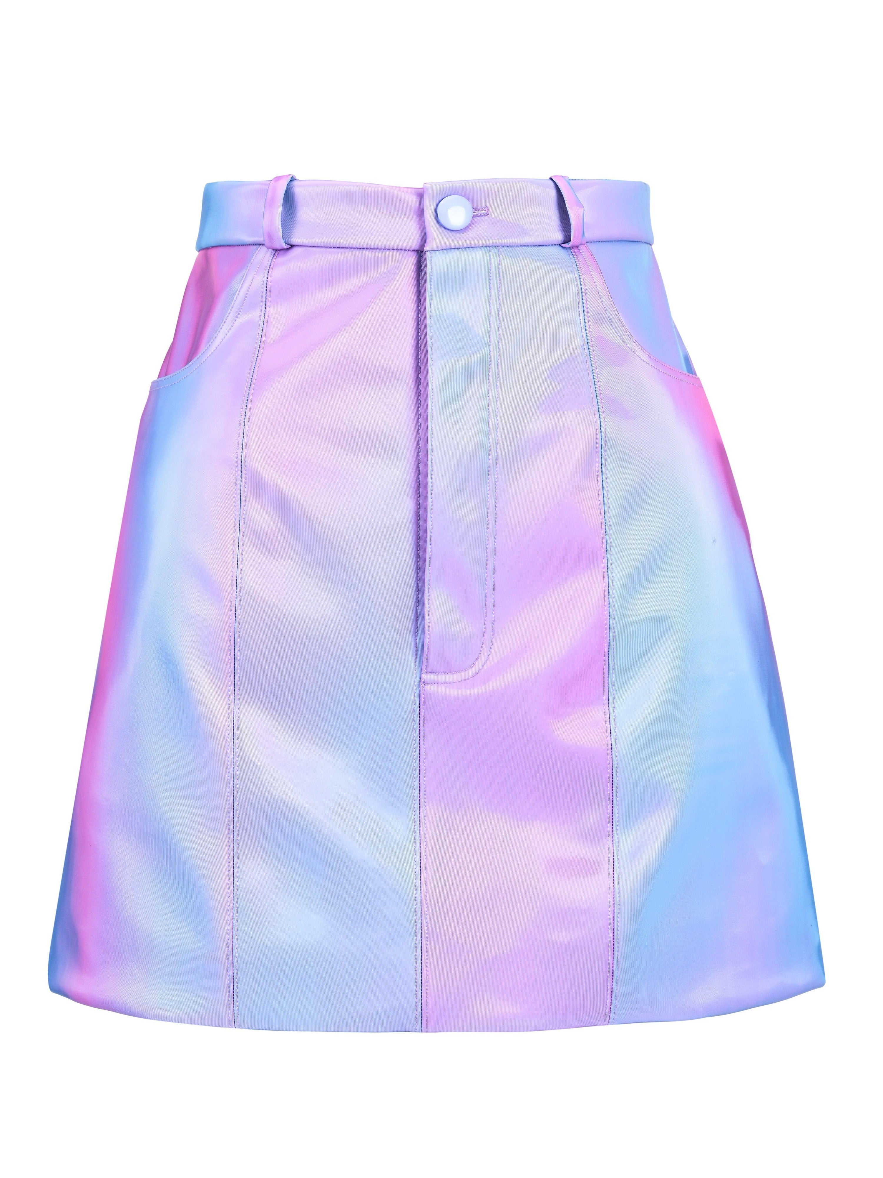 HOLOGRAPHIC VINYL MINI SKIRT