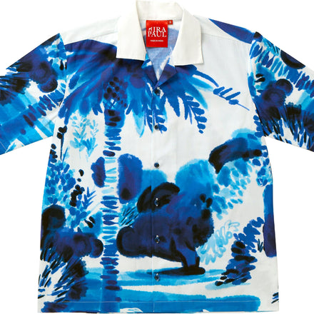 MENS CAMP COLLAR HALF SLEEVE SHIRT - CARIBBEAN