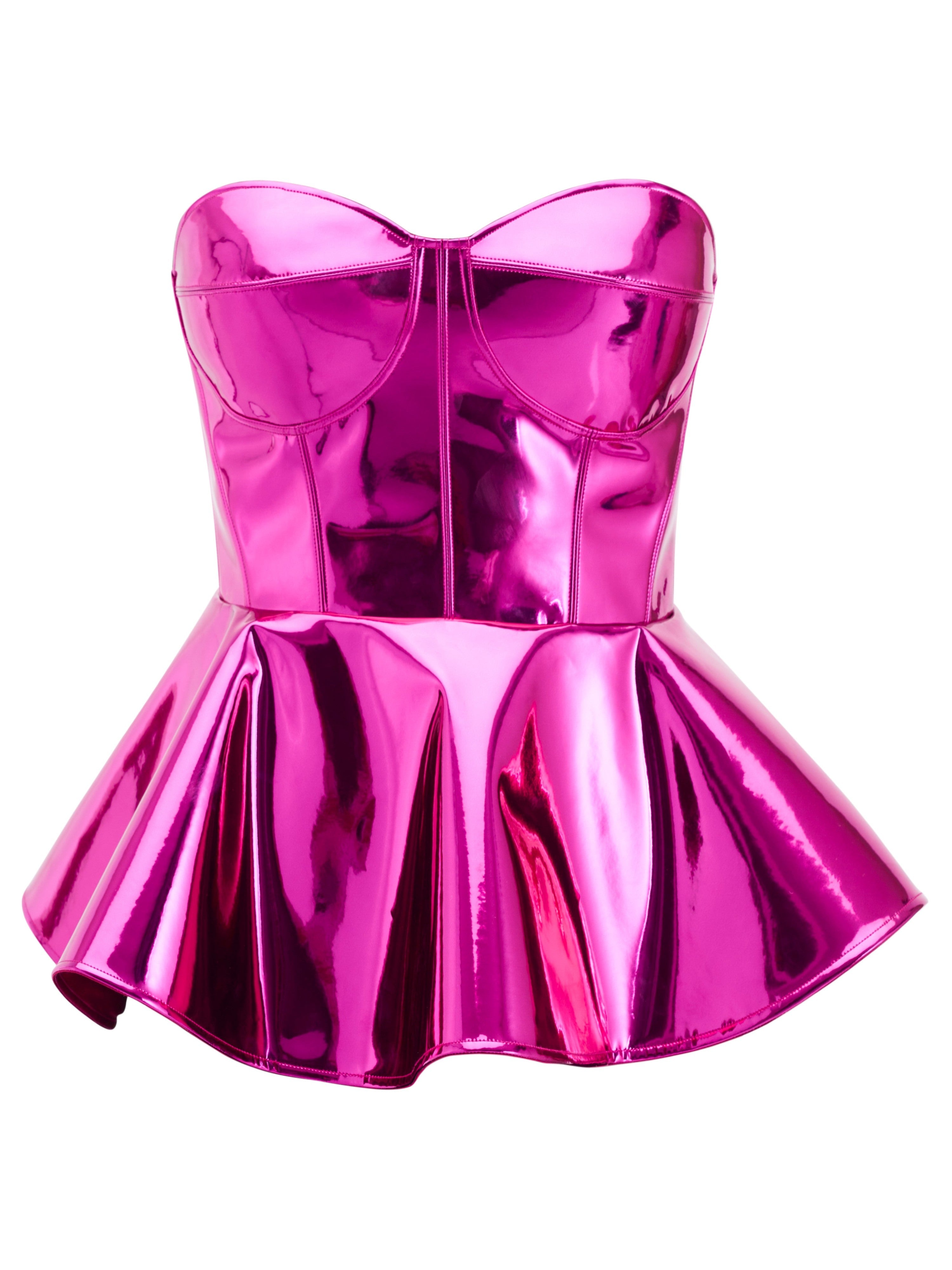 METALLIC CORSET WITH PEPLUM