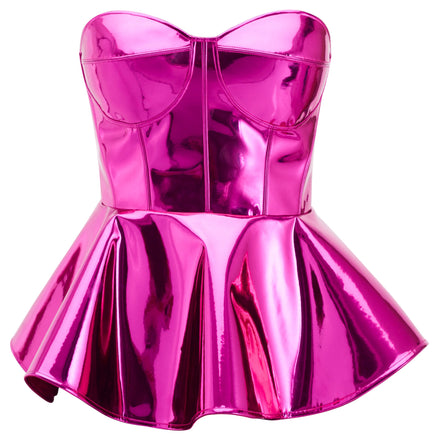 METALLIC CORSET WITH PEPLUM