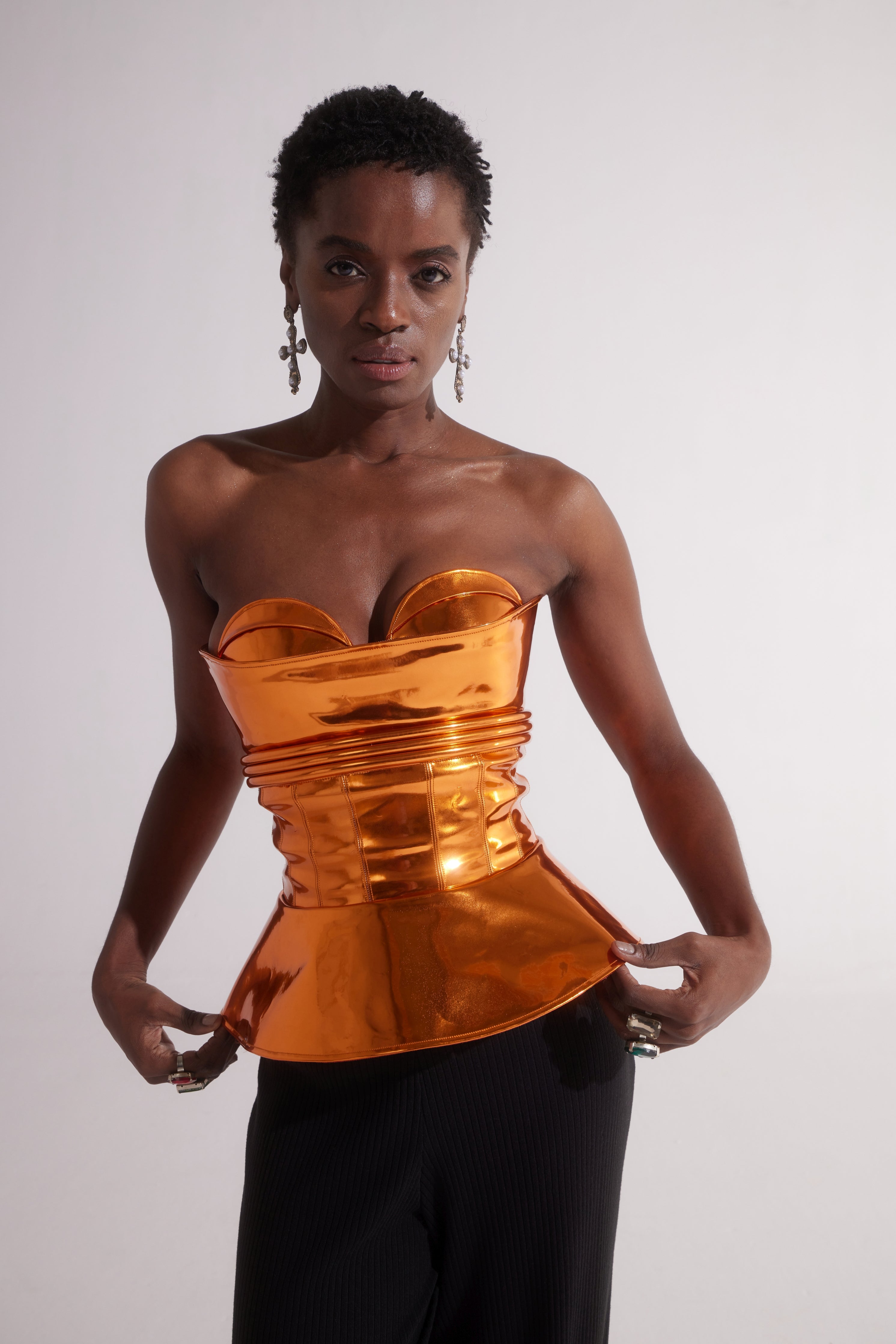 MARS ORANGE CORSET WITH QUILTED DETAILS