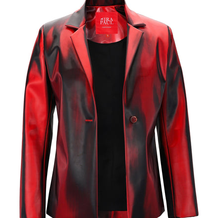 MOLTEN RED HOLOGRAPHIC VINYL SLIM FIT JACKET