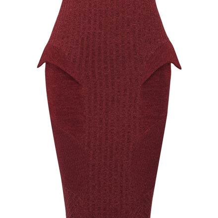 RIBBED KNIT DRAPED PENCIL SKIRT