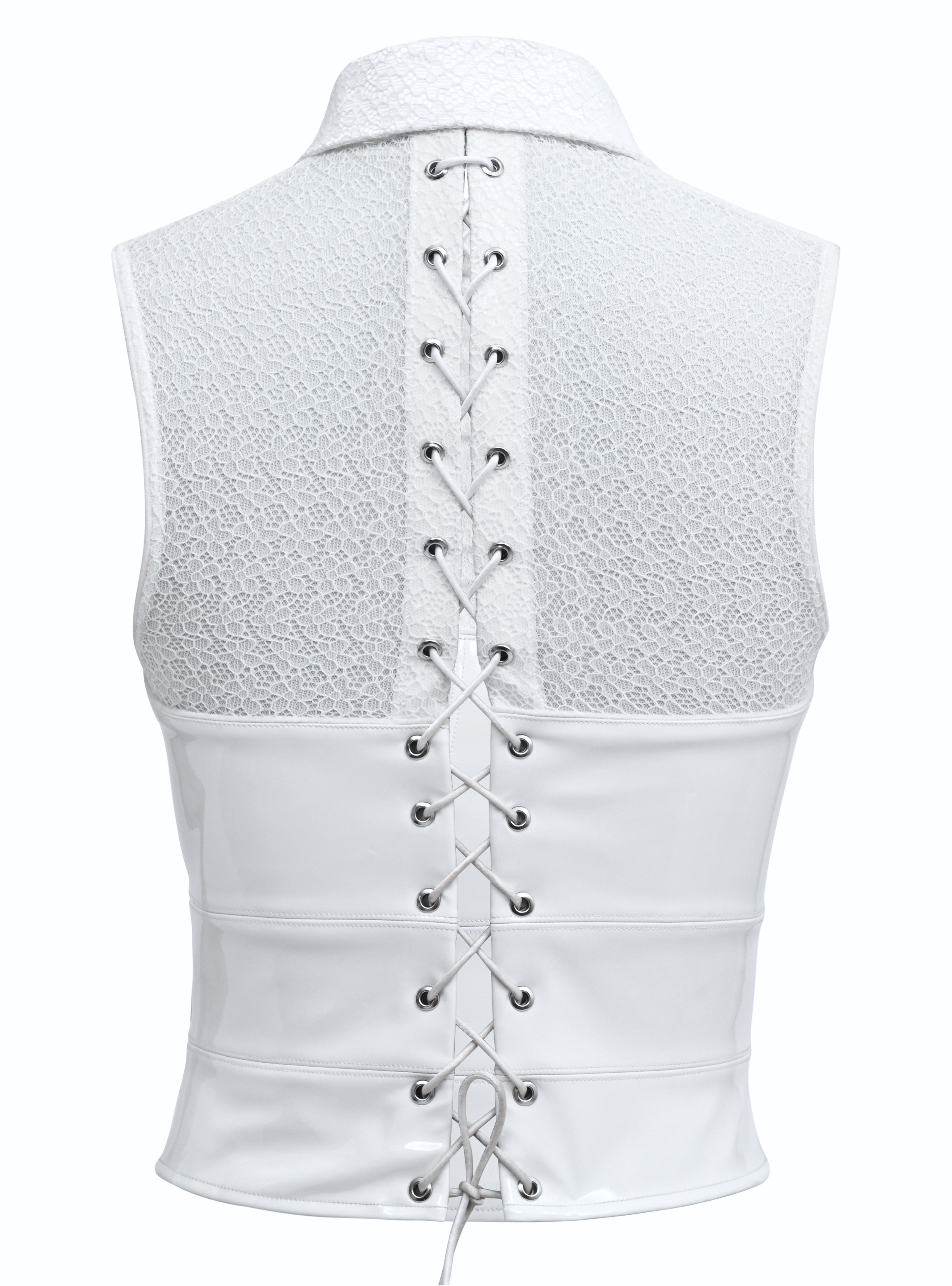 WHITE FAUX LEATHER CORSET TOP