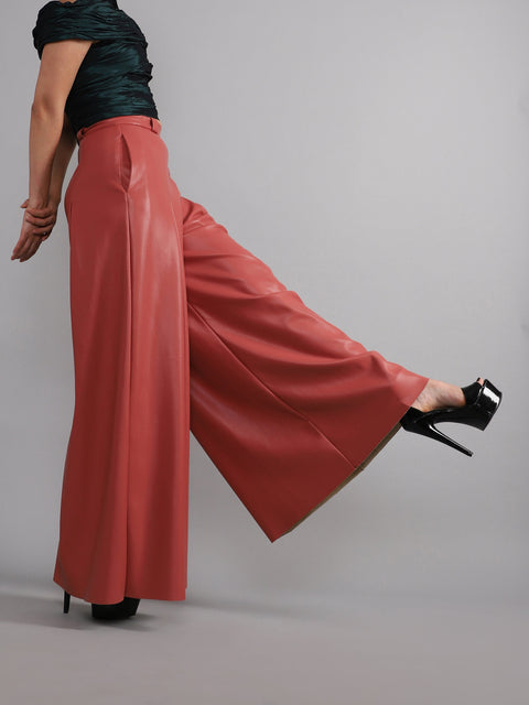 CLAY PINK VEGAN LEATHER CULOTTES